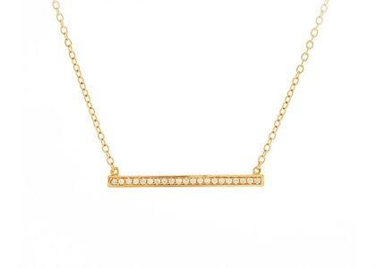 Gold Plated CZ Studded Horizontal Bar Necklace